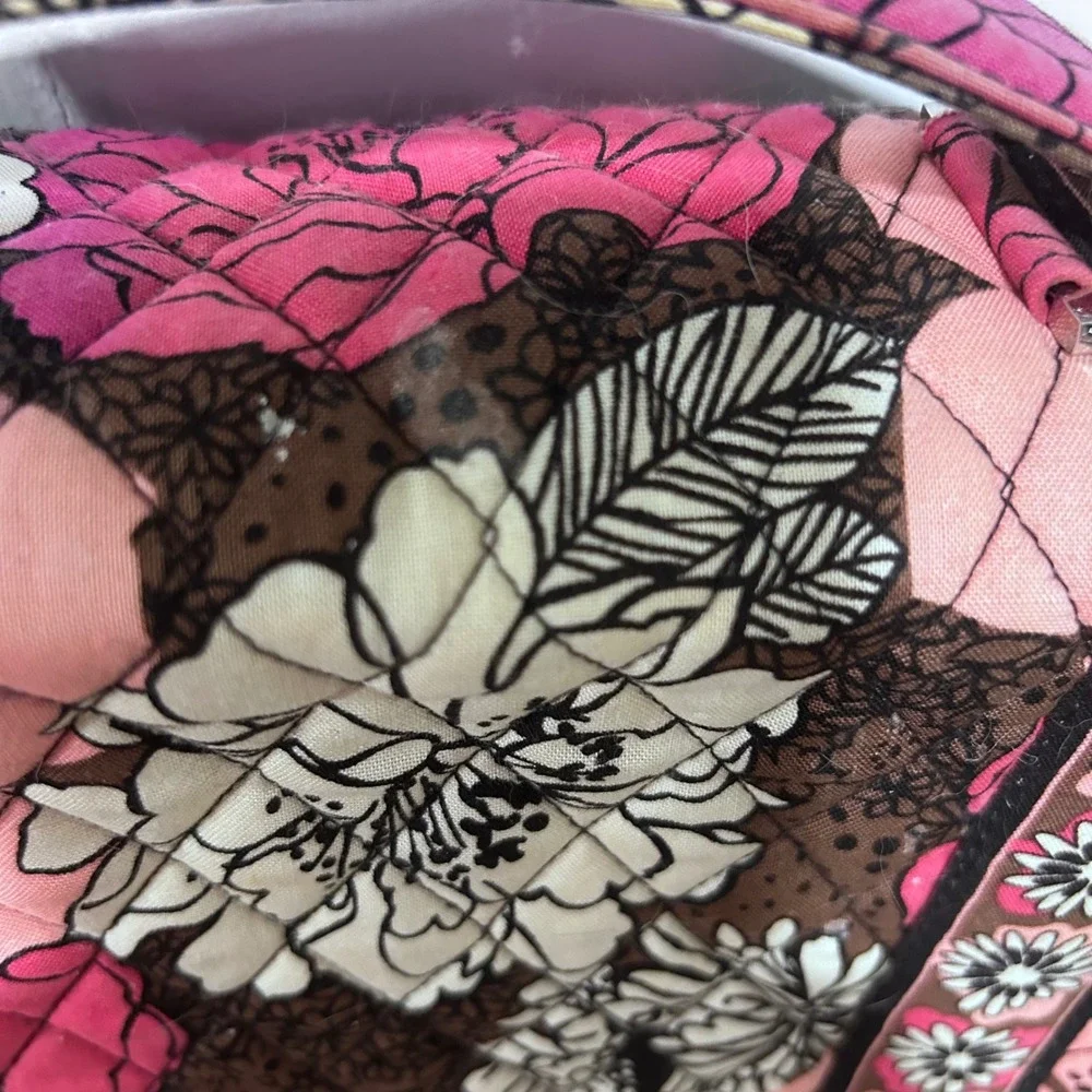 Vera Bradley Mocha rouge Quilted Laptop Messenger Bag Floral Crossbody Briefcase